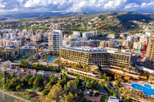 Elevated city view with hotels and residential buildings. Limassol, Cyprus