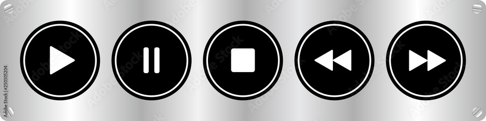 black, white music control buttons with screws black, white music control buttons with screws