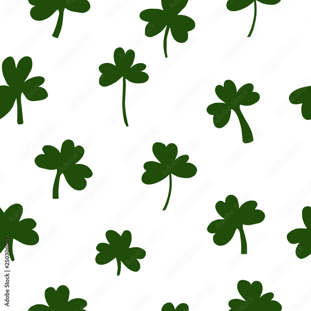 Saint Patrick's Day Vector seamless pattern with Green Clover. Saint Patrick's Day Vector seamless pattern with Green Clover.