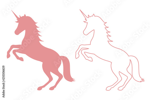 unicorn icon  flat and linear silhouette on white background  vector