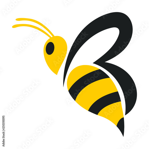 Bee Logo Template vector icon illustration design - Vector white background with black and yellow colour