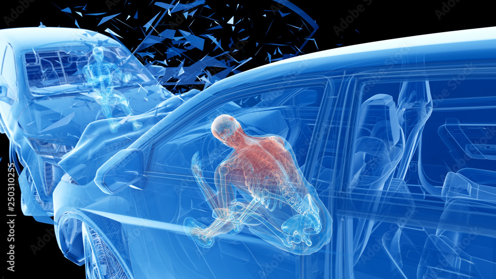 Φωτογραφία 3d rendered illustration of two colliding cars - illustrating the effect of an i