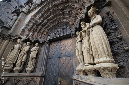 Right side wide angle view of the statues at the entrance gate of  church of our lady aka Liebfrauen Kirche photo