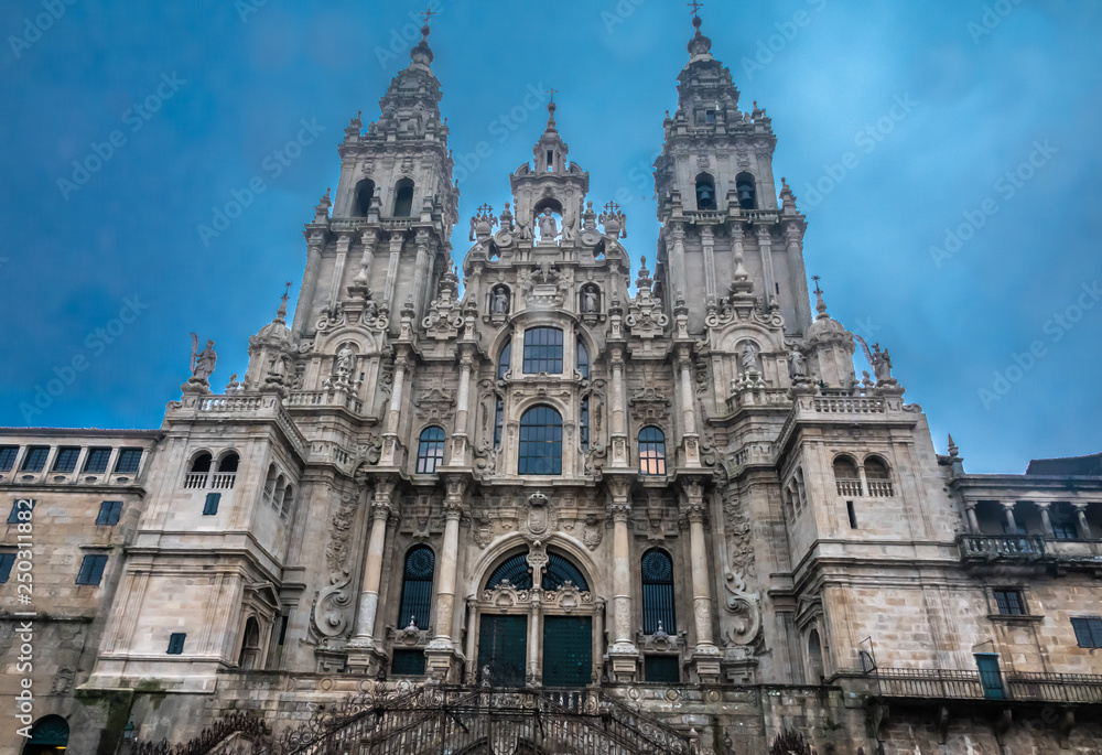 Cathedral of Santiago de Compostela, capital of Galicia, Spain. the main destination of the Way of St. James. Its Old Town is a UNESCO World Heritage Site.