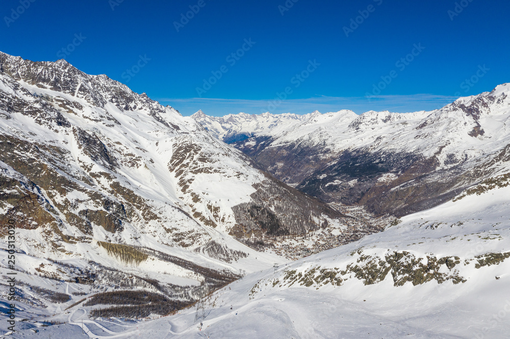 Fototapeta premium Swiss Alps Panorama view from Saas-Fee