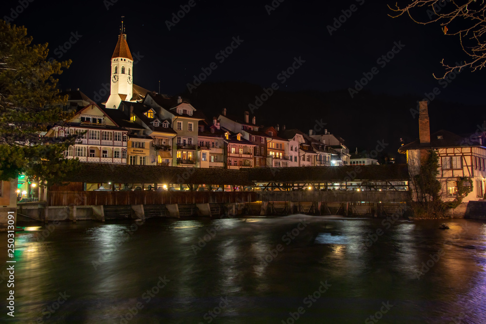 Fototapeta premium Night view city of Thun