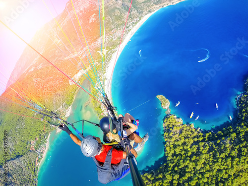 Paragliding in the sky. Par...