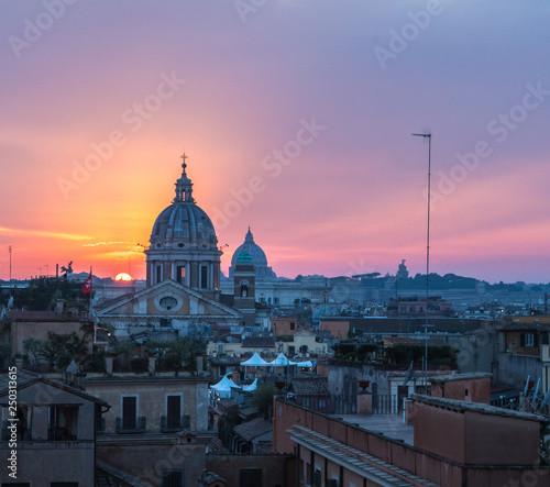 Sunset hour in Rome, Italy with cityscapes and rooftop views © researchdiva