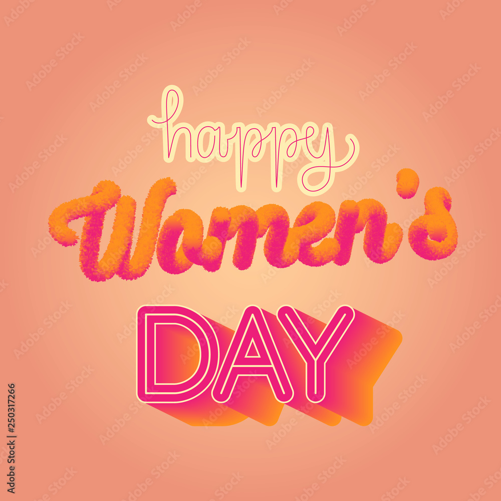 Happy Womans day 3D typography