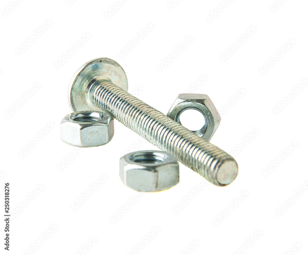 bolt and nuts isolated on white bolt and nuts isolated on white