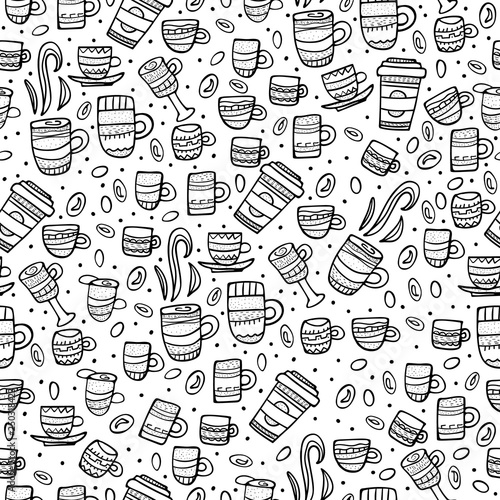 Seamless pattern with coffee. Vector illustration.