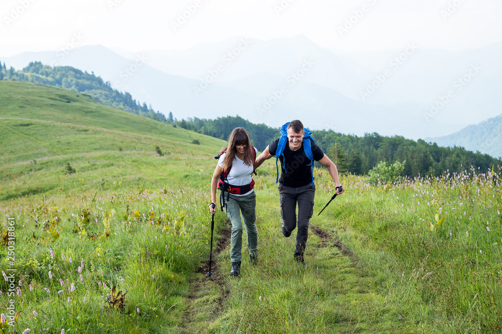 Couple enjoying hike day