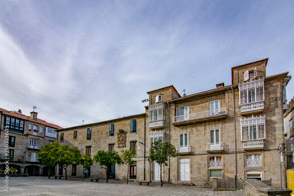 buildings of the Teucro square in the historic center of Pontevedra