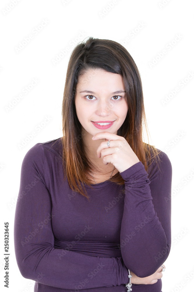 Attractive young teenage woman posing isolated on white background Attractive young teenage woman posing isolated on white background