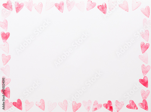 Abstract watercolor red, pink heart background. Concept love, valentine day greeting card. © gitusik