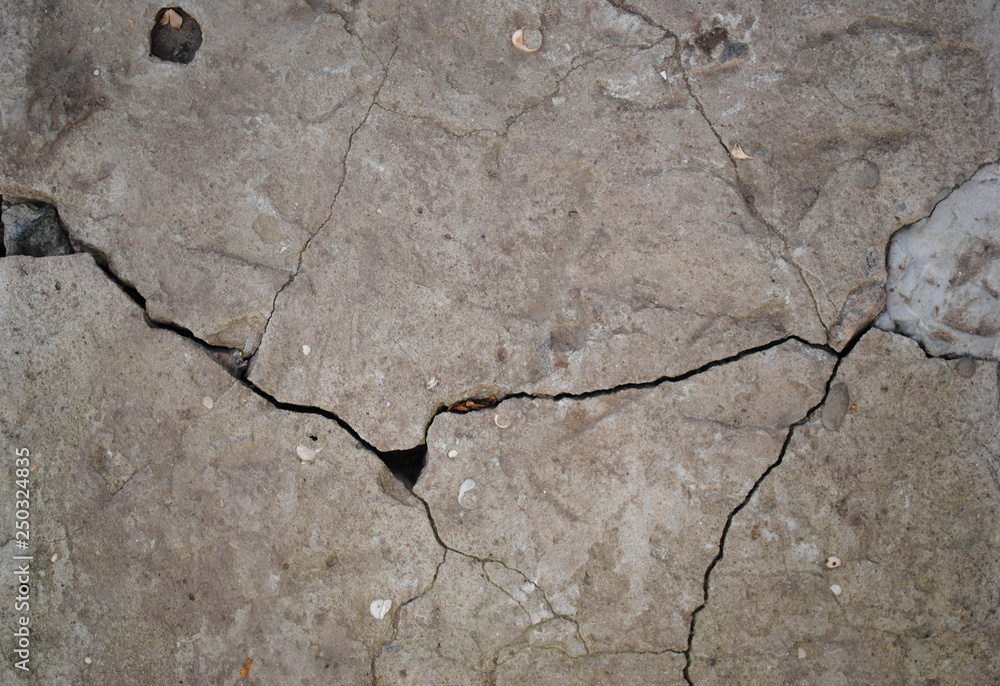 Fototapeta premium Texture of cracked gray concrete