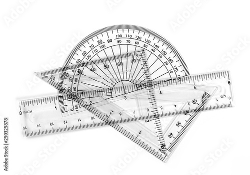 Set transparent rulers isolated on white background