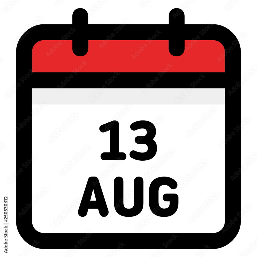 13. August - Calendar Icon - Vector Illustration 13. August - Calendar Icon - Vector Illustration