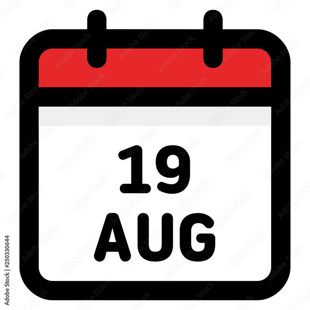 19. August - Calendar Icon - Vector Illustration 19. August - Calendar Icon - Vector Illustration