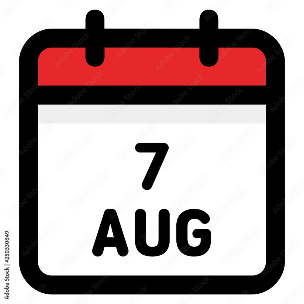 7. August - Calendar Icon - Vector Illustration 7. August - Calendar Icon - Vector Illustration