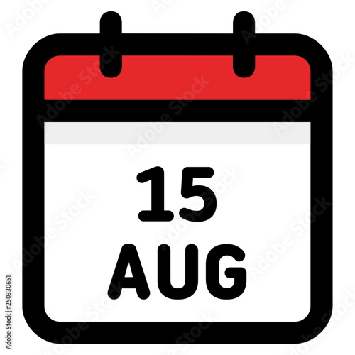 15. August - Calendar Icon - Vector Illustration