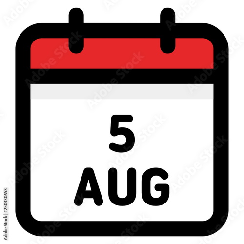 5. August - Calendar Icon - Vector Illustration
