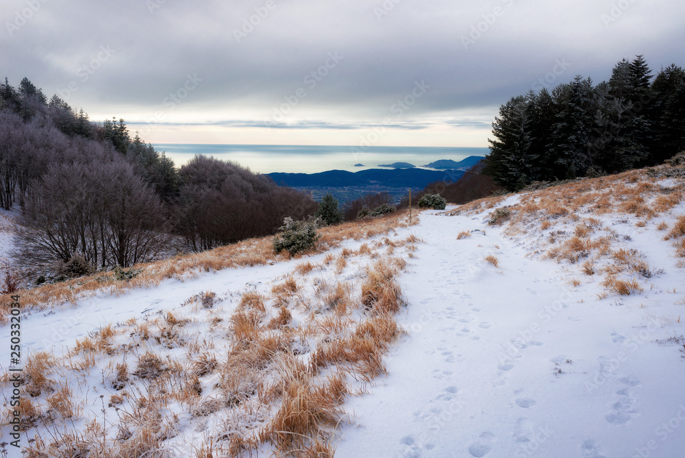 View on the sea from the mountains