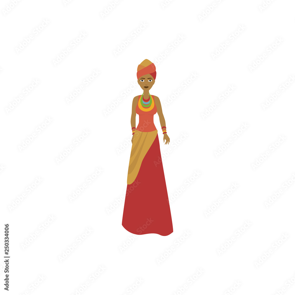 woman in african national dress color illustration