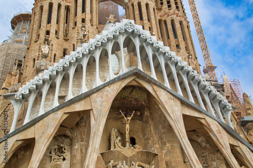 Photography Barcelona, Catalonia, Spain-October 17, 2017: Famous Antonio Gaudi Sagrada Famil