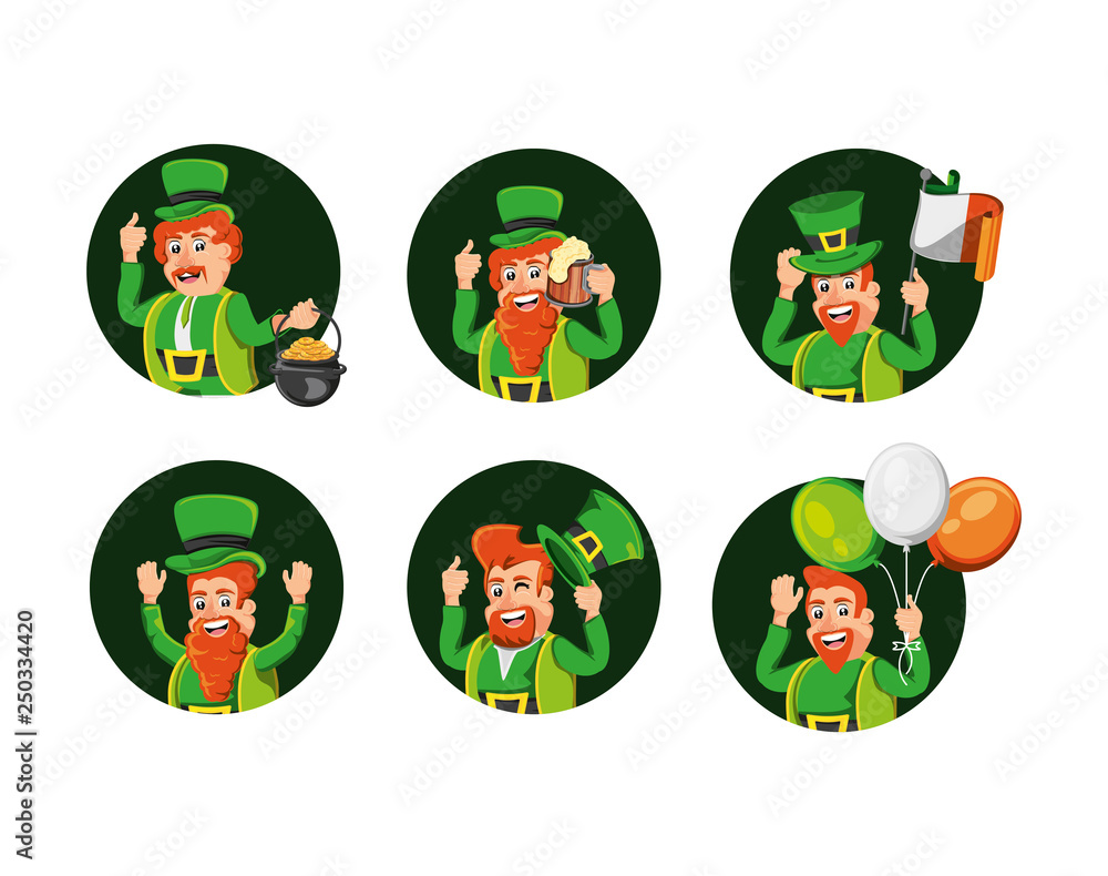 group leprechauns and set icons
