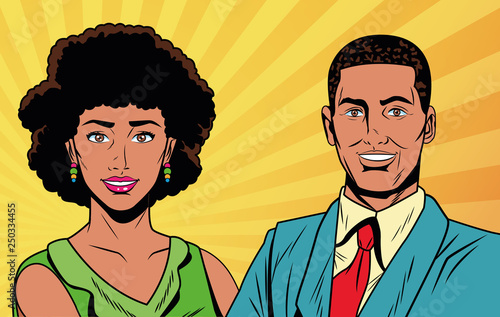 Pop art business couple