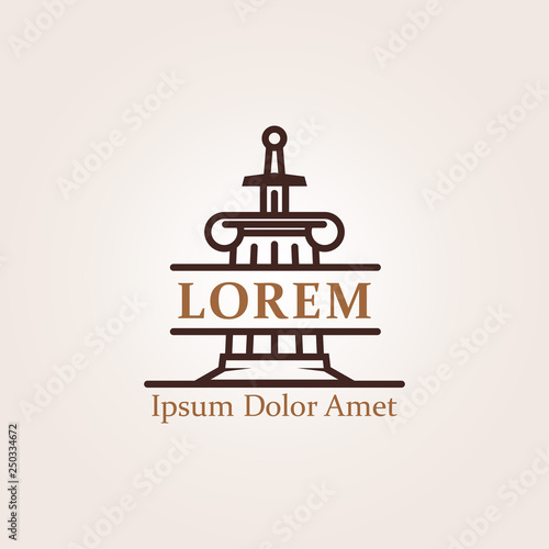 Column and sword outline silhouette - law symbols 