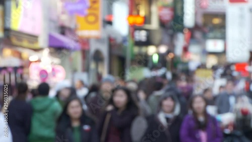 Blurred shot of people walking on street