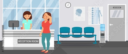 Hospital Reception Room Flat Vector Illustration
