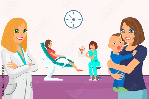 Woman Gynecological Examination Flat Illustration