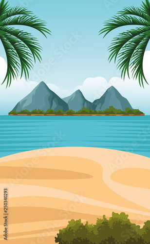seashore landscape cartoon