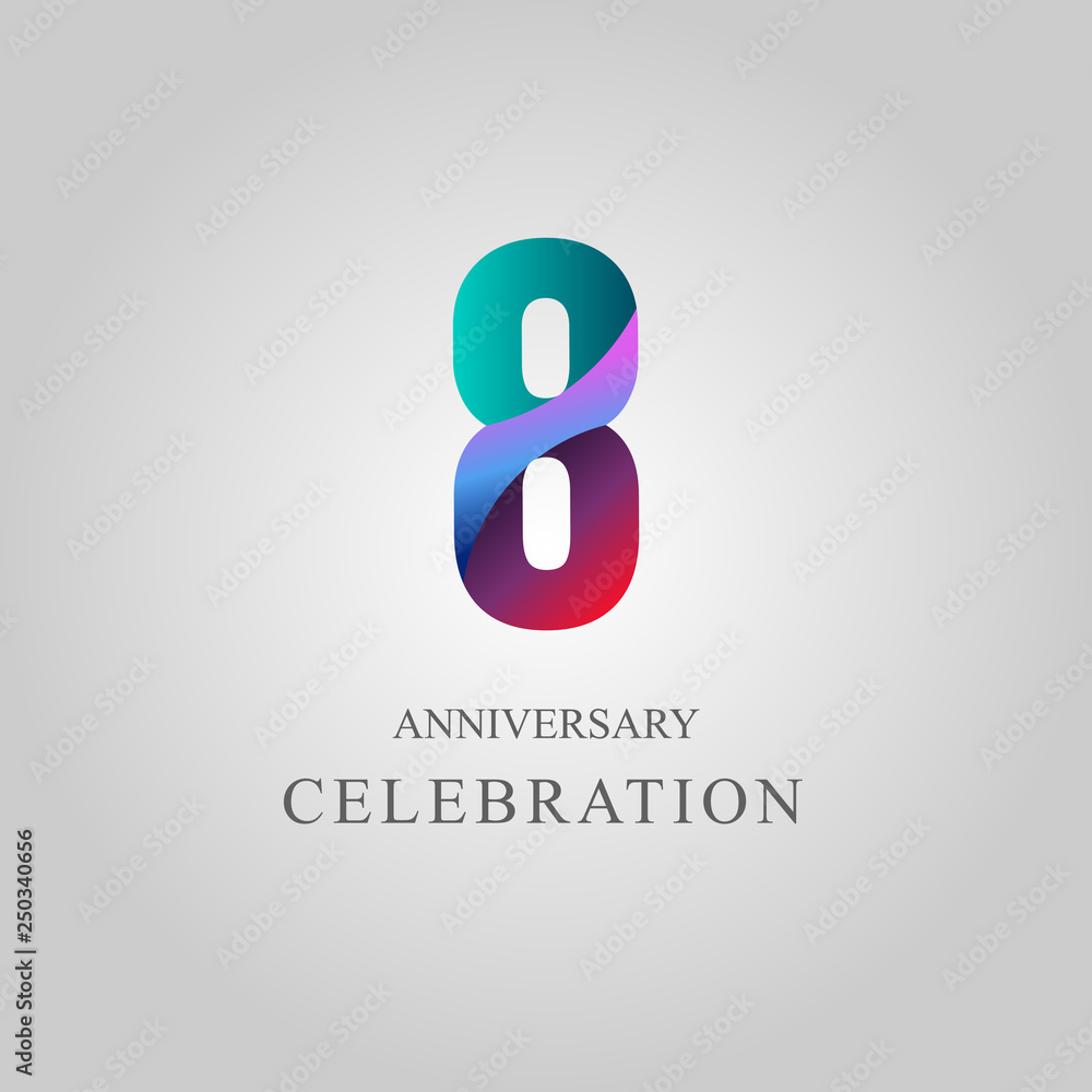 8 Year Anniversary Celebration Vector Template Design Illustration 8 Year Anniversary Celebration Vector Template Design Illustration