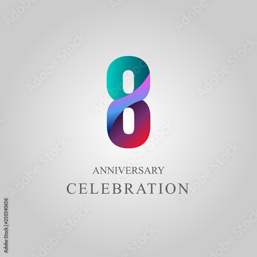 8 Year Anniversary Celebration Vector Template Design Illustration