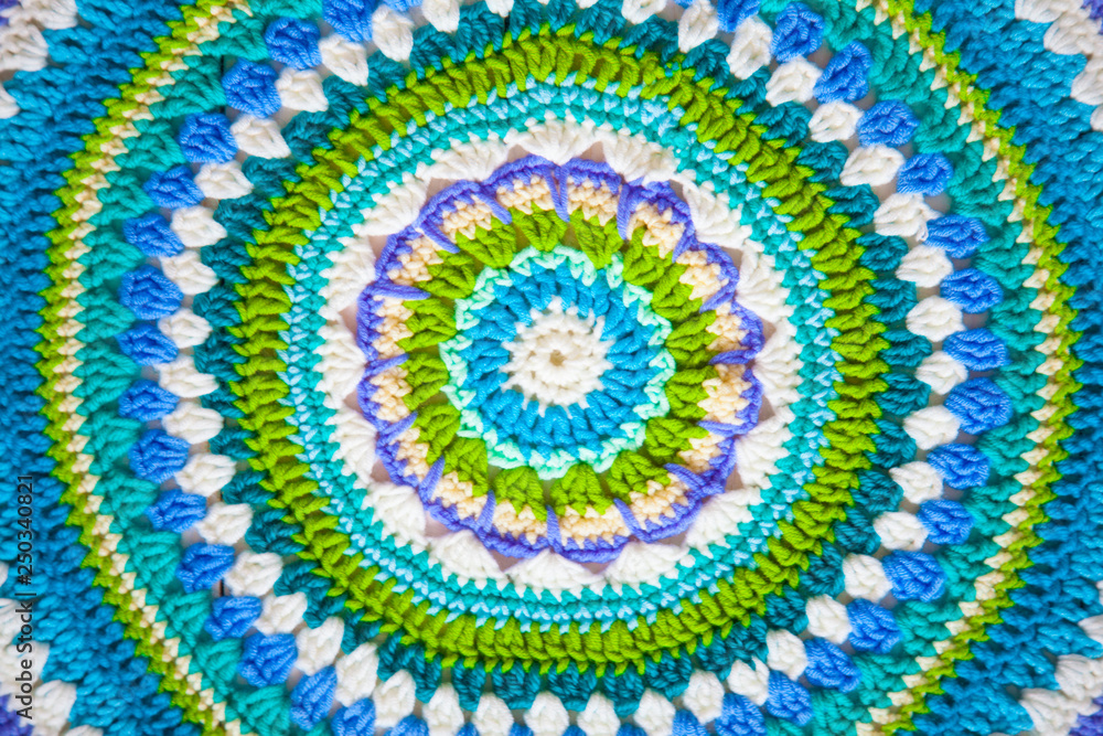 Mandala crochet with bright color yarn