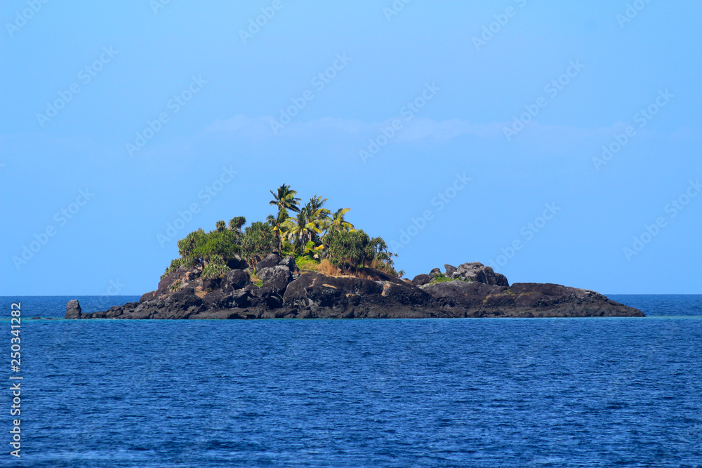 An islet with rocks and palm trees on the Yasawa Islands, Fiji