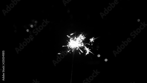 Bengal light. Realistic Sparkler Lights Isolated  black background. Festive bright fireworks. Element of decorations for celebrations and holidays. 