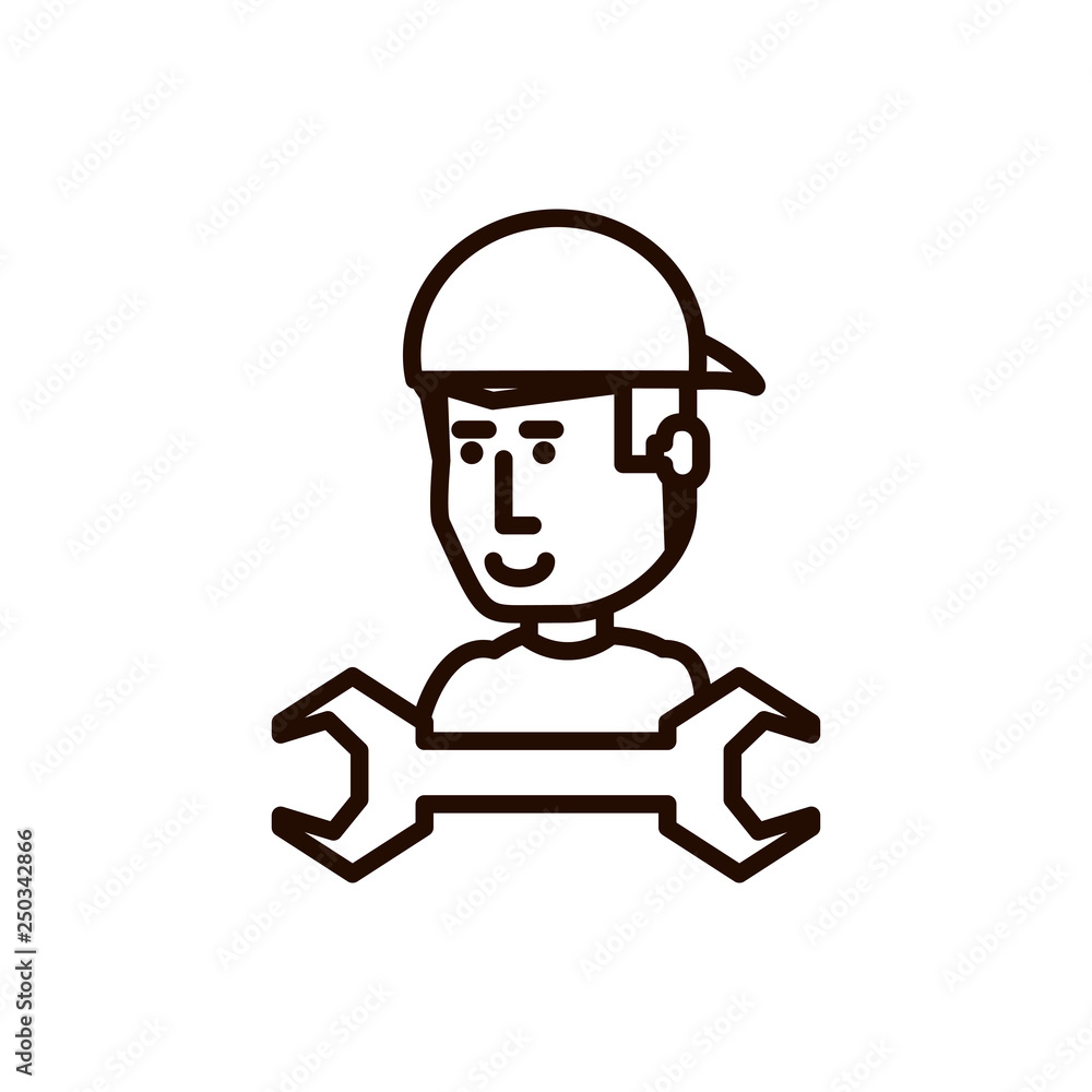 construction worker with wrench tool construction worker with wrench tool