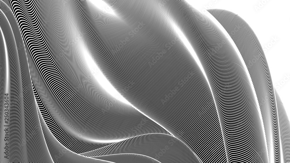 Vector 3d striped waves. Abstract composition, curve lines. Amazing three dimensional background for presentation, wallpaper, interior wall decor. Opical illusion. Vector without gradient Vector 3d striped waves. Abstract composition, curve lines. Amazing three dimensional background for presentation, wallpaper, interior wall decor. Opical illusion. Vector without gradient
