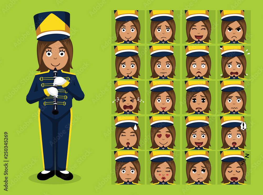 Marching Band Characters Clarinet Cartoon Emoticon Faces Vector marching-band-characters-clarinet-cartoon-emoticon-faces-vector