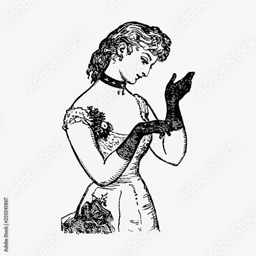 Vintage lady wearing gloves