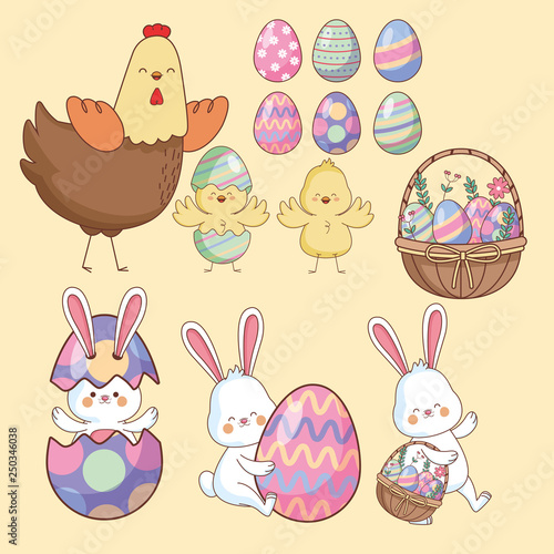 Easter day animals and eggs