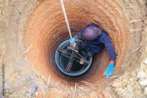 Bild auf Leinwand Dig a well for water, Water Well Drilling, Groundwater hole drilling machine, bo