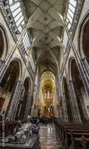 Interior of St. Vitus Cathedral in Prague