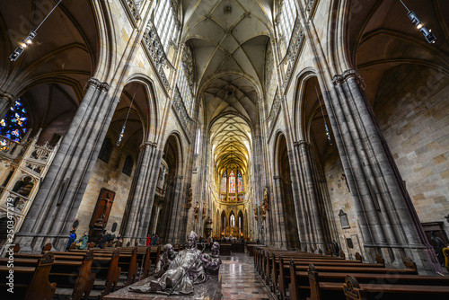 Interior of St. Vitus Cathedral in Prague