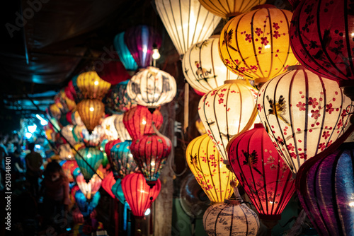 Glowing Lanterns for Sale in Hoi An New Moon Lantern Festival / Vietnam
